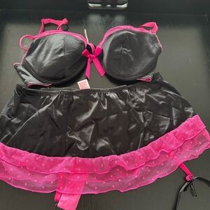Black and Pink Lingerie Set
